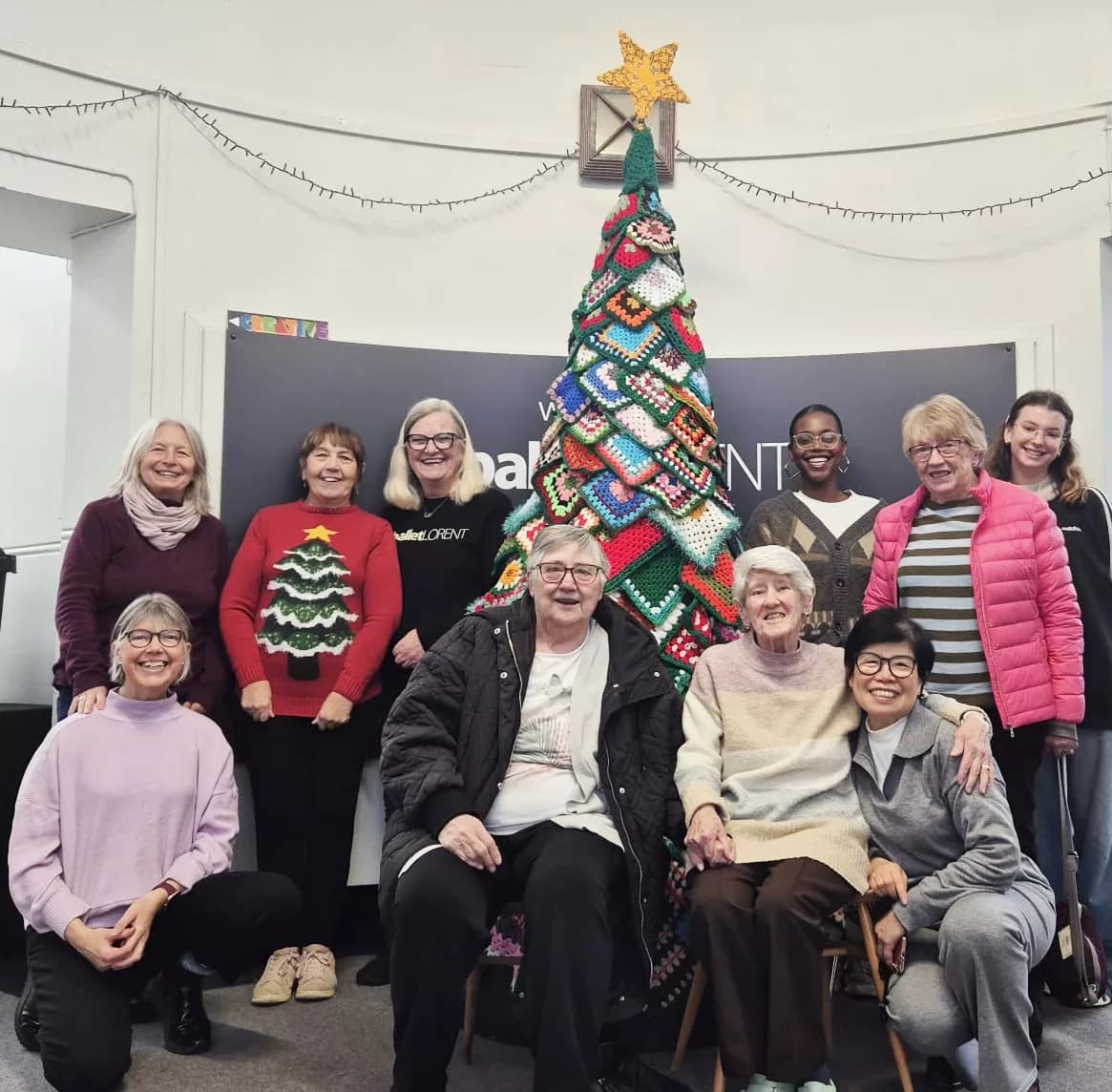 Crochet Magic: Over-55s Group Creates 10ft Festive Tree for balletLORENT