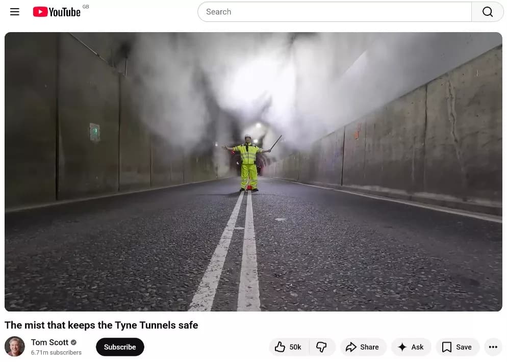 Popular YouTuber Goes Behind the Scenes of Tyne Tunnels’ High-Tech Mist Safety System
