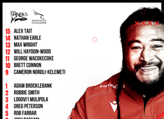 Newcastle Falcons team to face Sale Sharks
