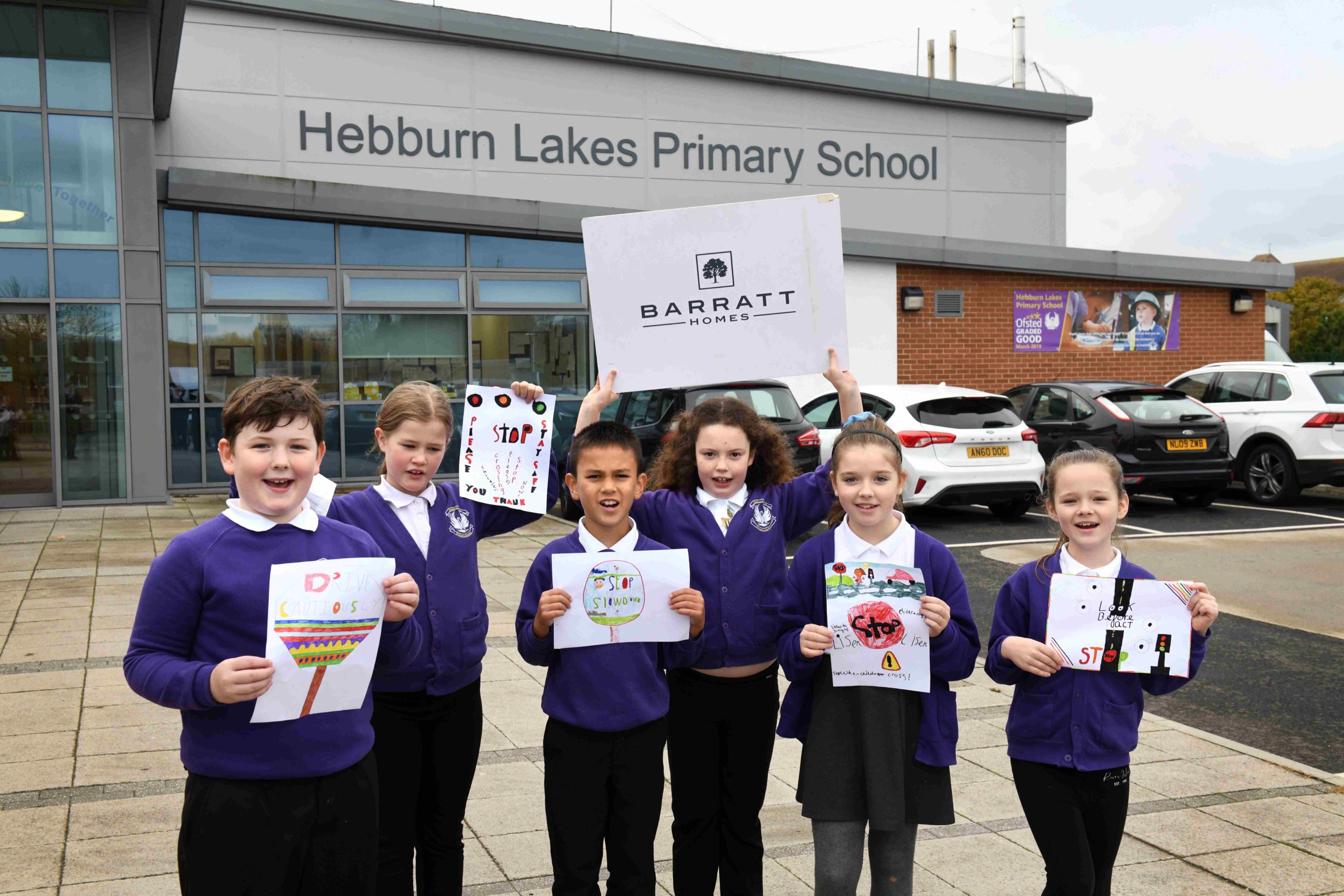 Slow your speed! Local housebuilder partners with Hebburn school to design posters for Road Safety Week 
