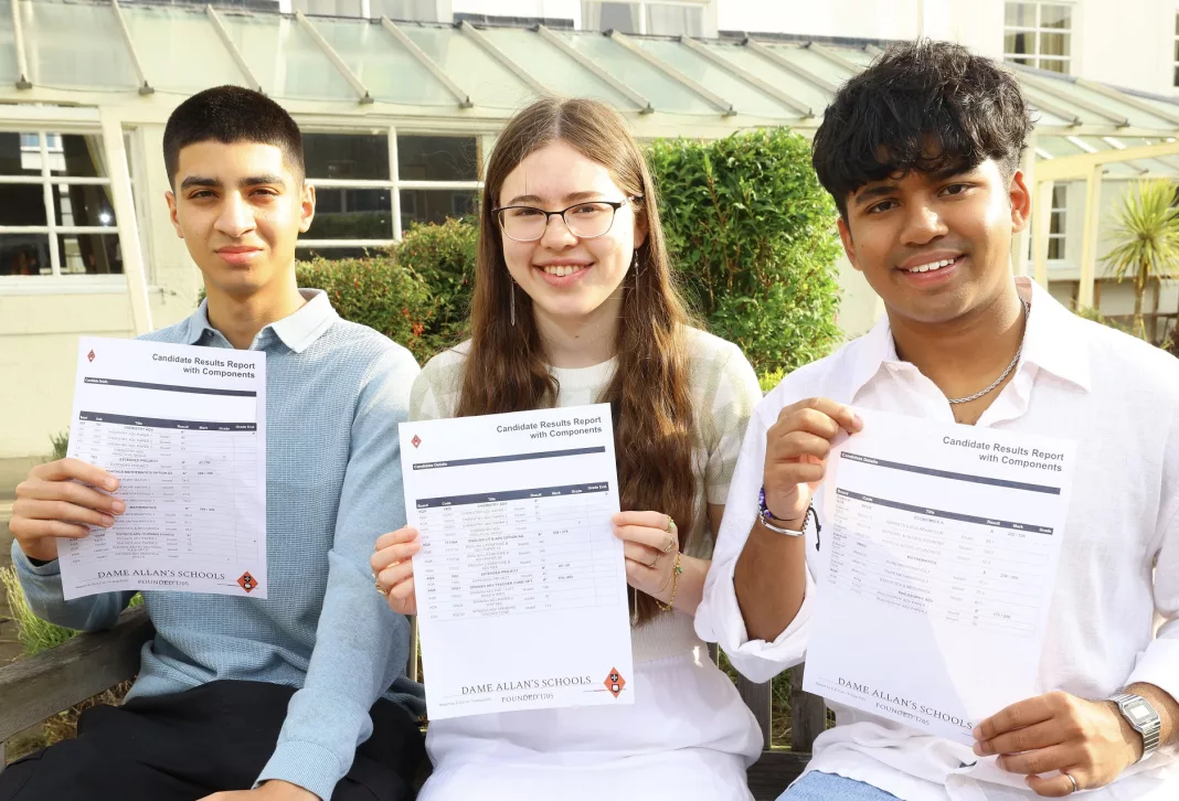 Oxbridge-success-for-Dame-Allans-students-L-R-Roshaan-Hussain-Gabrielle-Morgan-Arshan-Chowdhury_CrestPhotography 1. Dame Allan’s Students Secure Prestigious Oxford and Cambridge Places