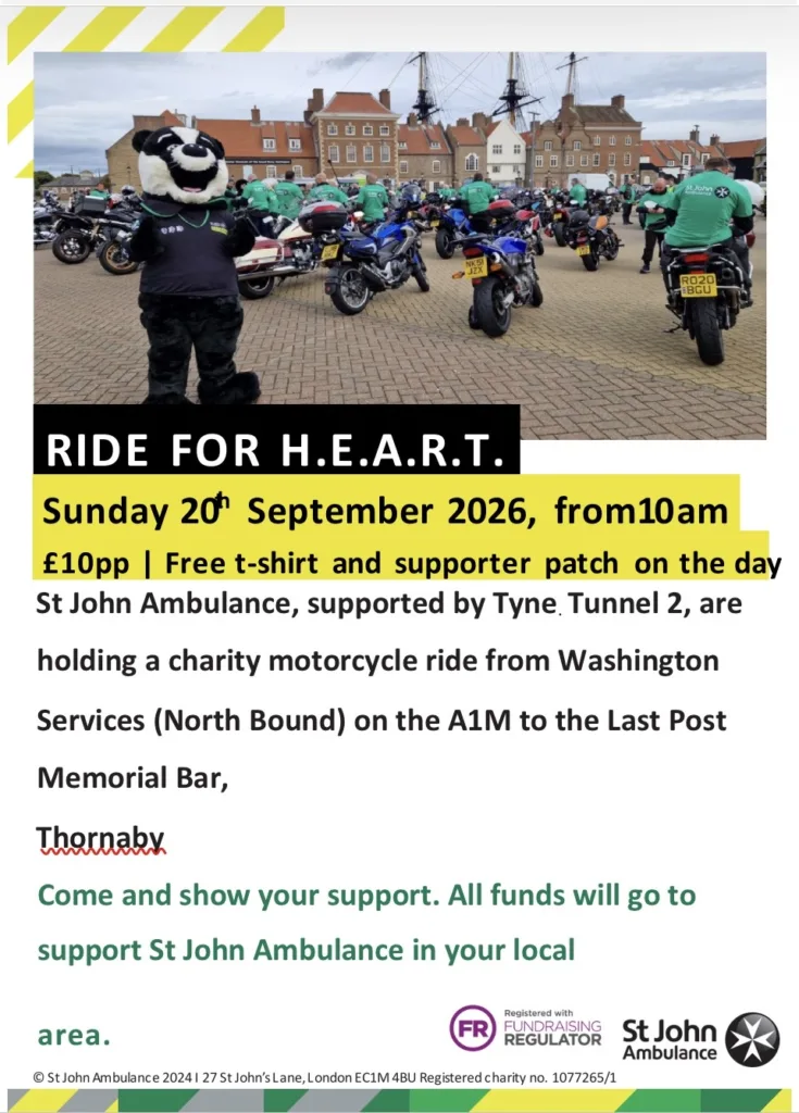 Over 300 Bikers Set to Ride for St John Ambulance Across the North East